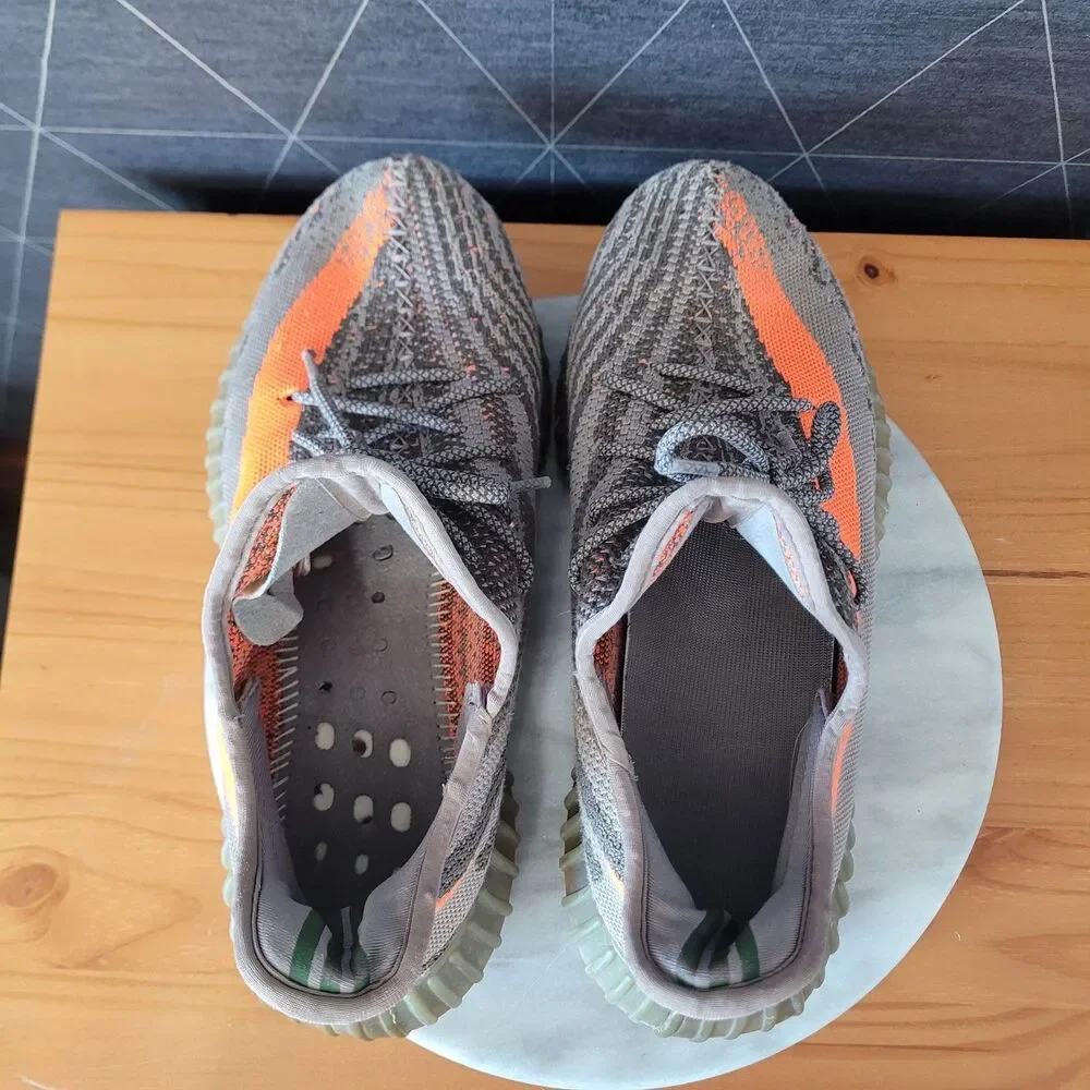 Adidas Yeezy Boost SPLY 350 V2 Carbon Beluga Reflective Orange Gray Sz 11.5